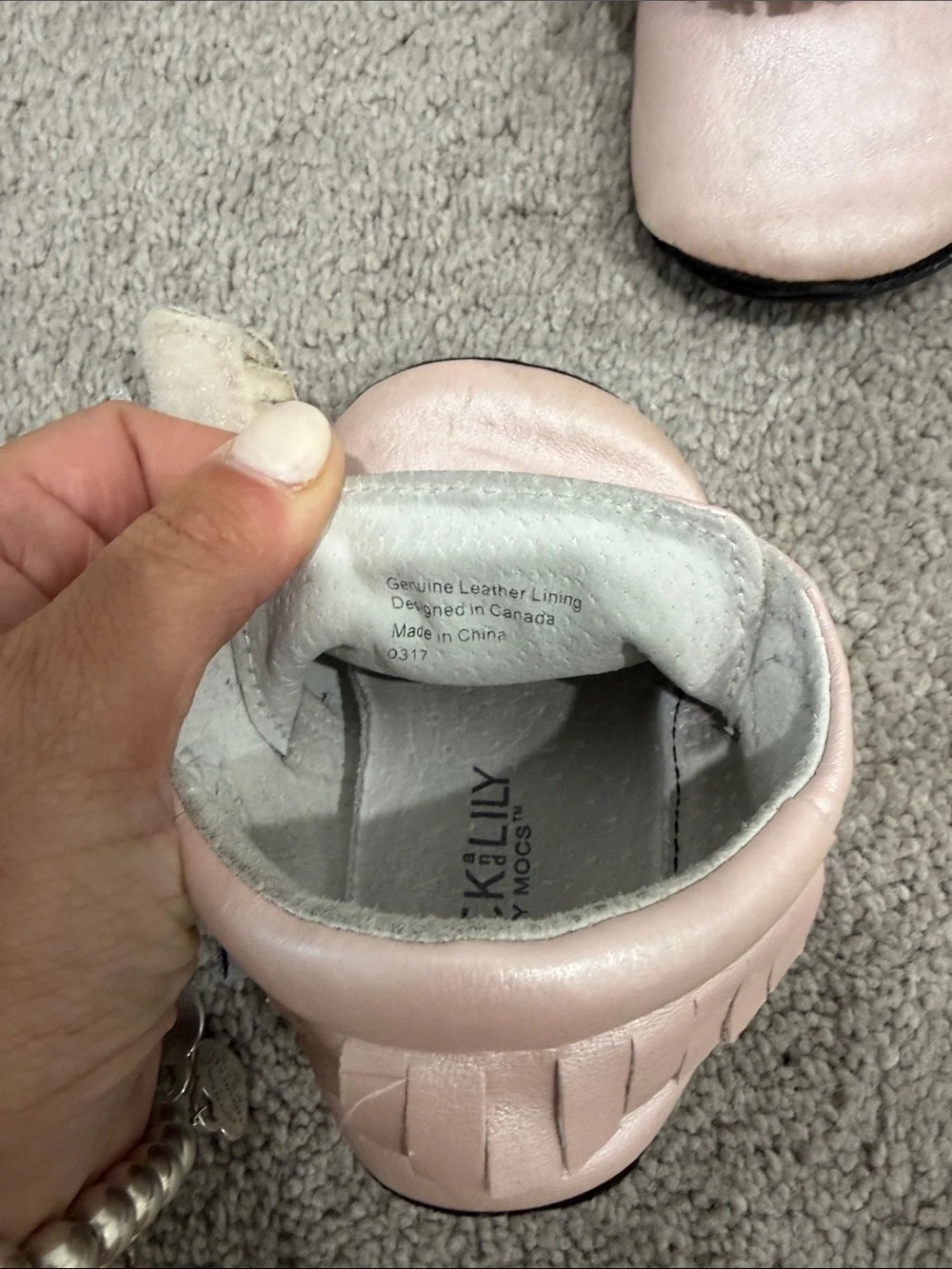 Jack & Lily Pink Fringe Leather Baby Moccasins